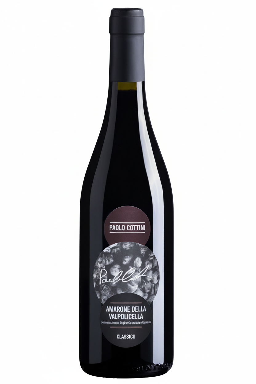 Amarone wine bottle on pure white background