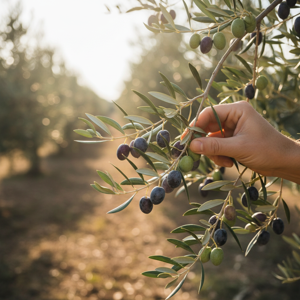 Mediterranean olive picking minimal hands