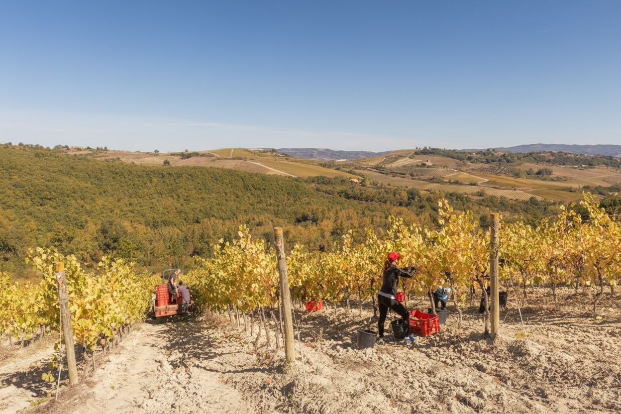Vineyard harvest with enhanced tones